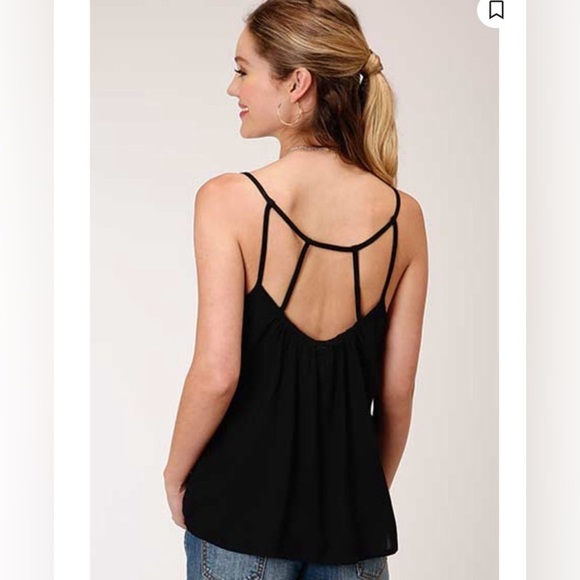 ROPER WOMEN'S BLACK EMBROIDERED CAMISOLE TOP Size Medium - Picture 2 of 9
